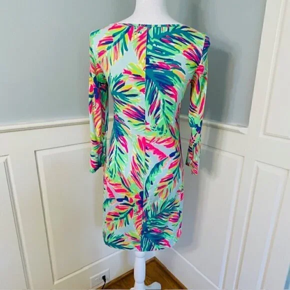 Lilly Pulitzer Marlowe Boat Neck Shift Pima Cotton Dress Green Multi XS - Picture 6 of 11